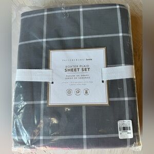 Pottery Barn Teen Boxter Plaid XL Twin Sheet Set | Gray Dorm Bedding